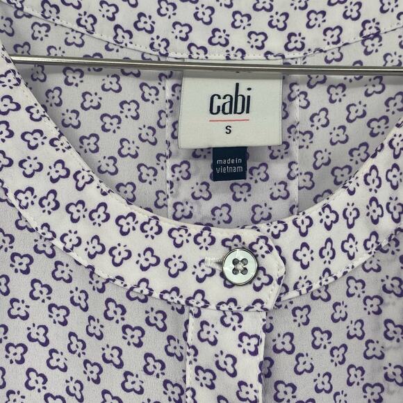 CAbi Priscilla Purple Flower Print Sleeveless Button Front Halter Blouse Top - Picture 3 of 5